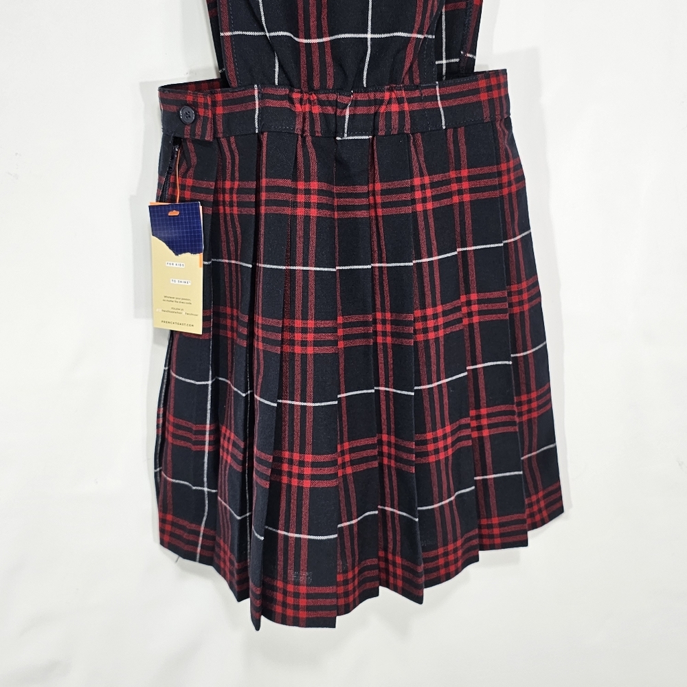 French Toast Girls Plaid Pleated Skirt Romper Blue Red Size 6X - Picture 5 of 12
